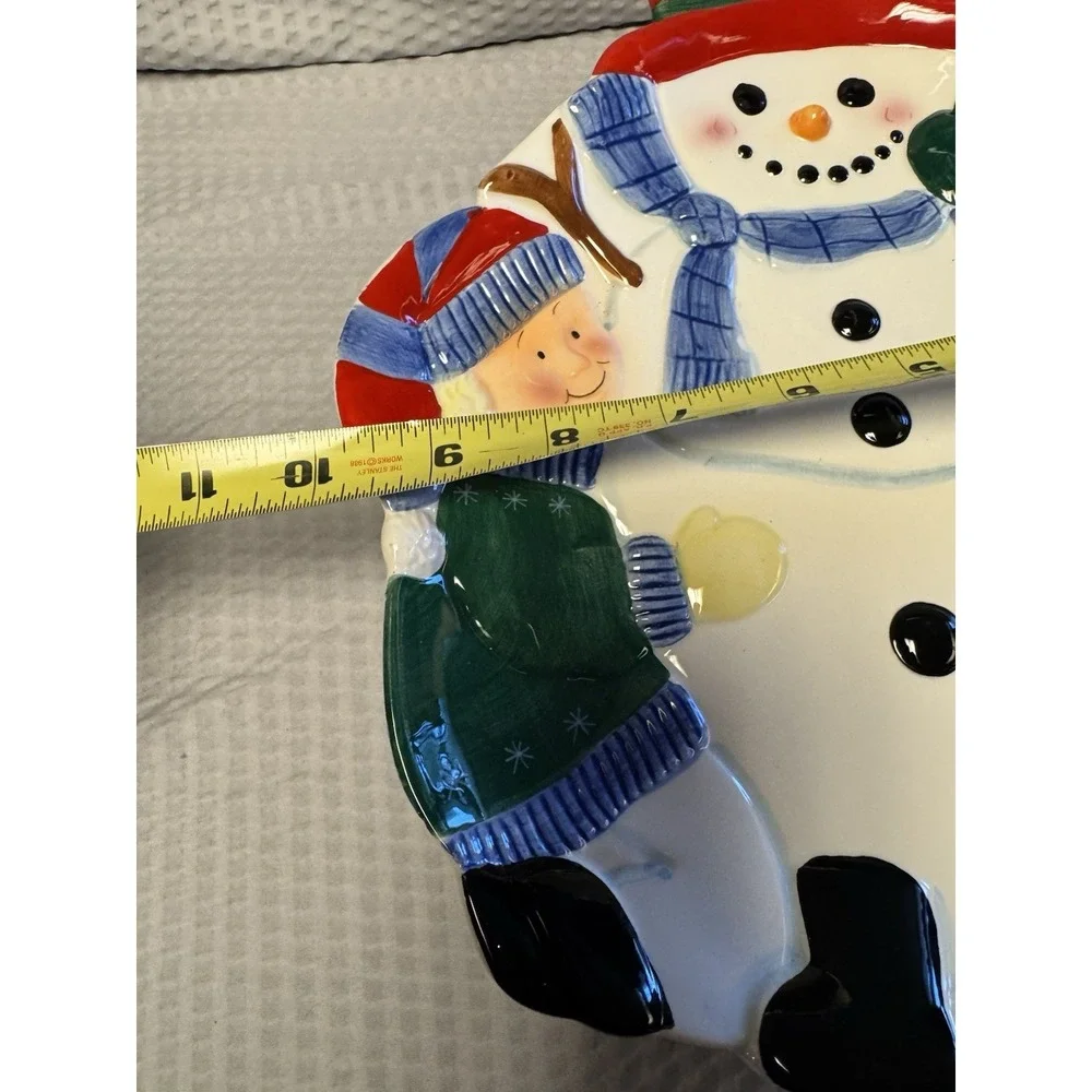 Pfaltzgraff Snowman Kids Holiday Winter Platter Serving Tray Discontinued‎ NOS
